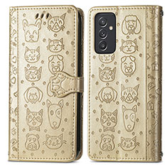 Leather Case Stands Fashionable Pattern Flip Cover Holder S03D for Samsung Galaxy A05s Gold