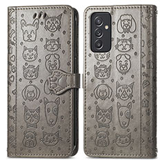 Leather Case Stands Fashionable Pattern Flip Cover Holder S03D for Samsung Galaxy A15 4G Gray