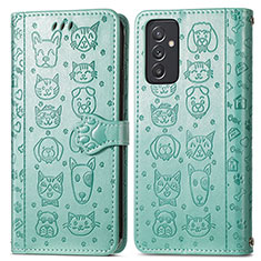 Leather Case Stands Fashionable Pattern Flip Cover Holder S03D for Samsung Galaxy A15 4G Green