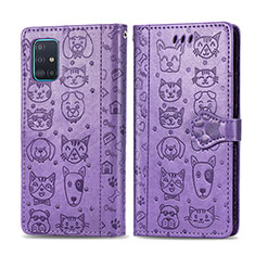 Leather Case Stands Fashionable Pattern Flip Cover Holder S03D for Samsung Galaxy A71 4G A715 Purple