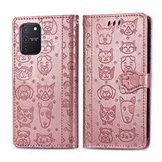 Leather Case Stands Fashionable Pattern Flip Cover Holder S03D for Samsung Galaxy A91 Pink