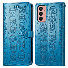 Leather Case Stands Fashionable Pattern Flip Cover Holder S03D for Samsung Galaxy F13 4G Blue