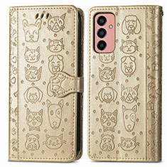 Leather Case Stands Fashionable Pattern Flip Cover Holder S03D for Samsung Galaxy F13 4G Gold