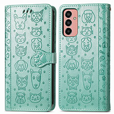 Leather Case Stands Fashionable Pattern Flip Cover Holder S03D for Samsung Galaxy F13 4G Green