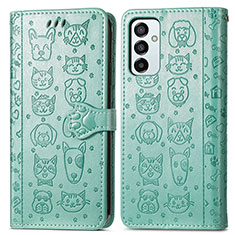 Leather Case Stands Fashionable Pattern Flip Cover Holder S03D for Samsung Galaxy F23 5G Green