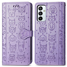 Leather Case Stands Fashionable Pattern Flip Cover Holder S03D for Samsung Galaxy F23 5G Purple