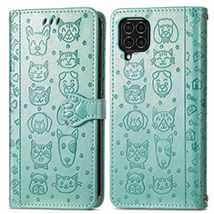 Leather Case Stands Fashionable Pattern Flip Cover Holder S03D for Samsung Galaxy F62 5G Green