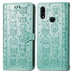Leather Case Stands Fashionable Pattern Flip Cover Holder S03D for Samsung Galaxy M01s Green