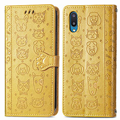 Leather Case Stands Fashionable Pattern Flip Cover Holder S03D for Samsung Galaxy M02 Yellow