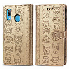 Leather Case Stands Fashionable Pattern Flip Cover Holder S03D for Samsung Galaxy M10S Gold