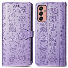 Leather Case Stands Fashionable Pattern Flip Cover Holder S03D for Samsung Galaxy M13 4G Purple
