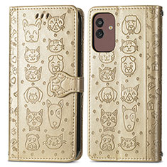 Leather Case Stands Fashionable Pattern Flip Cover Holder S03D for Samsung Galaxy M13 5G Gold
