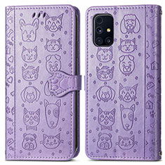 Leather Case Stands Fashionable Pattern Flip Cover Holder S03D for Samsung Galaxy M31s Purple