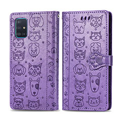 Leather Case Stands Fashionable Pattern Flip Cover Holder S03D for Samsung Galaxy M40S Purple