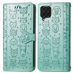 Leather Case Stands Fashionable Pattern Flip Cover Holder S03D for Samsung Galaxy M62 4G Green