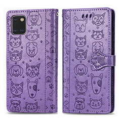 Leather Case Stands Fashionable Pattern Flip Cover Holder S03D for Samsung Galaxy Note 10 Lite Purple
