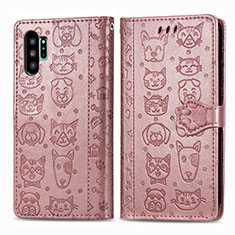 Leather Case Stands Fashionable Pattern Flip Cover Holder S03D for Samsung Galaxy Note 10 Plus 5G Pink
