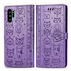 Leather Case Stands Fashionable Pattern Flip Cover Holder S03D for Samsung Galaxy Note 10 Plus 5G Purple