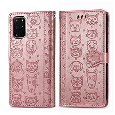 Leather Case Stands Fashionable Pattern Flip Cover Holder S03D for Samsung Galaxy S20 Plus Pink