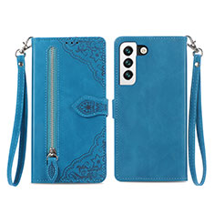 Leather Case Stands Fashionable Pattern Flip Cover Holder S03D for Samsung Galaxy S21 Plus 5G Blue