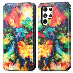 Leather Case Stands Fashionable Pattern Flip Cover Holder S03D for Samsung Galaxy S21 Ultra 5G Mixed