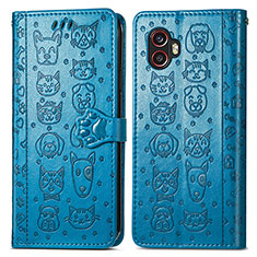 Leather Case Stands Fashionable Pattern Flip Cover Holder S03D for Samsung Galaxy XCover 6 Pro 5G Blue