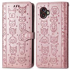 Leather Case Stands Fashionable Pattern Flip Cover Holder S03D for Samsung Galaxy XCover 6 Pro 5G Pink