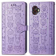 Leather Case Stands Fashionable Pattern Flip Cover Holder S03D for Samsung Galaxy XCover 6 Pro 5G Purple