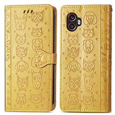 Leather Case Stands Fashionable Pattern Flip Cover Holder S03D for Samsung Galaxy XCover 6 Pro 5G Yellow