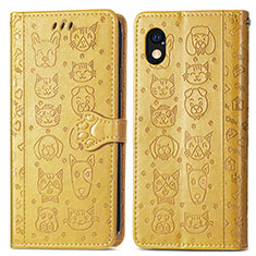 Leather Case Stands Fashionable Pattern Flip Cover Holder S03D for Sony Xperia Ace III Yellow