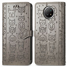 Leather Case Stands Fashionable Pattern Flip Cover Holder S03D for Xiaomi Mi 10i 5G Gray