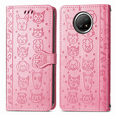 Leather Case Stands Fashionable Pattern Flip Cover Holder S03D for Xiaomi Mi 10i 5G Pink
