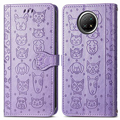 Leather Case Stands Fashionable Pattern Flip Cover Holder S03D for Xiaomi Mi 10i 5G Purple