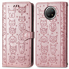 Leather Case Stands Fashionable Pattern Flip Cover Holder S03D for Xiaomi Mi 10i 5G Rose Gold