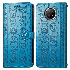 Leather Case Stands Fashionable Pattern Flip Cover Holder S03D for Xiaomi Mi 10T Lite 5G Blue