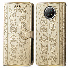 Leather Case Stands Fashionable Pattern Flip Cover Holder S03D for Xiaomi Mi 10T Lite 5G Gold