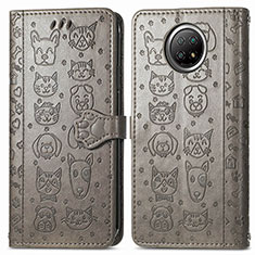 Leather Case Stands Fashionable Pattern Flip Cover Holder S03D for Xiaomi Mi 10T Lite 5G Gray