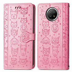 Leather Case Stands Fashionable Pattern Flip Cover Holder S03D for Xiaomi Mi 10T Lite 5G Pink