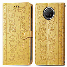Leather Case Stands Fashionable Pattern Flip Cover Holder S03D for Xiaomi Mi 10T Lite 5G Yellow