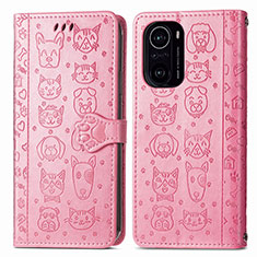 Leather Case Stands Fashionable Pattern Flip Cover Holder S03D for Xiaomi Mi 11X Pro 5G Pink