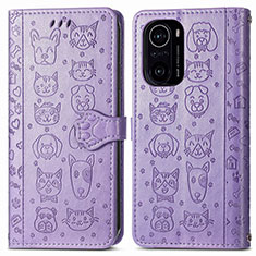 Leather Case Stands Fashionable Pattern Flip Cover Holder S03D for Xiaomi Mi 11X Pro 5G Purple
