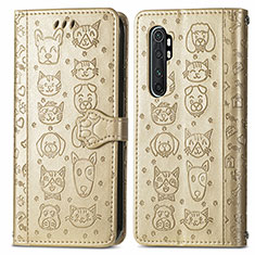 Leather Case Stands Fashionable Pattern Flip Cover Holder S03D for Xiaomi Mi Note 10 Lite Gold