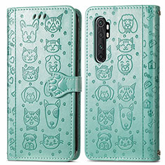 Leather Case Stands Fashionable Pattern Flip Cover Holder S03D for Xiaomi Mi Note 10 Lite Green