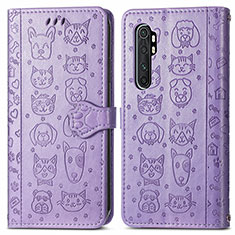 Leather Case Stands Fashionable Pattern Flip Cover Holder S03D for Xiaomi Mi Note 10 Lite Purple