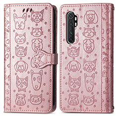 Leather Case Stands Fashionable Pattern Flip Cover Holder S03D for Xiaomi Mi Note 10 Lite Rose Gold