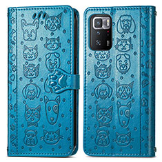 Leather Case Stands Fashionable Pattern Flip Cover Holder S03D for Xiaomi Poco X3 GT 5G Blue