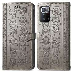 Leather Case Stands Fashionable Pattern Flip Cover Holder S03D for Xiaomi Poco X3 GT 5G Gray
