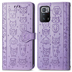 Leather Case Stands Fashionable Pattern Flip Cover Holder S03D for Xiaomi Poco X3 GT 5G Purple