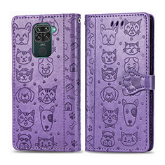 Leather Case Stands Fashionable Pattern Flip Cover Holder S03D for Xiaomi Redmi 10X 4G Purple