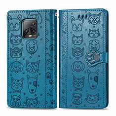 Leather Case Stands Fashionable Pattern Flip Cover Holder S03D for Xiaomi Redmi 10X 5G Blue
